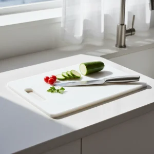 Planche à découper en plastique à étiquette blanche personnalisée, durable, certifiée FDA HDPE